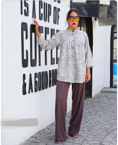 شومیز مانتویی زنانه گازوییلی فری سایز کد 1002